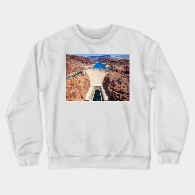 Hoover Dam Abstract Painting Crewneck Sweatshirt by gktb